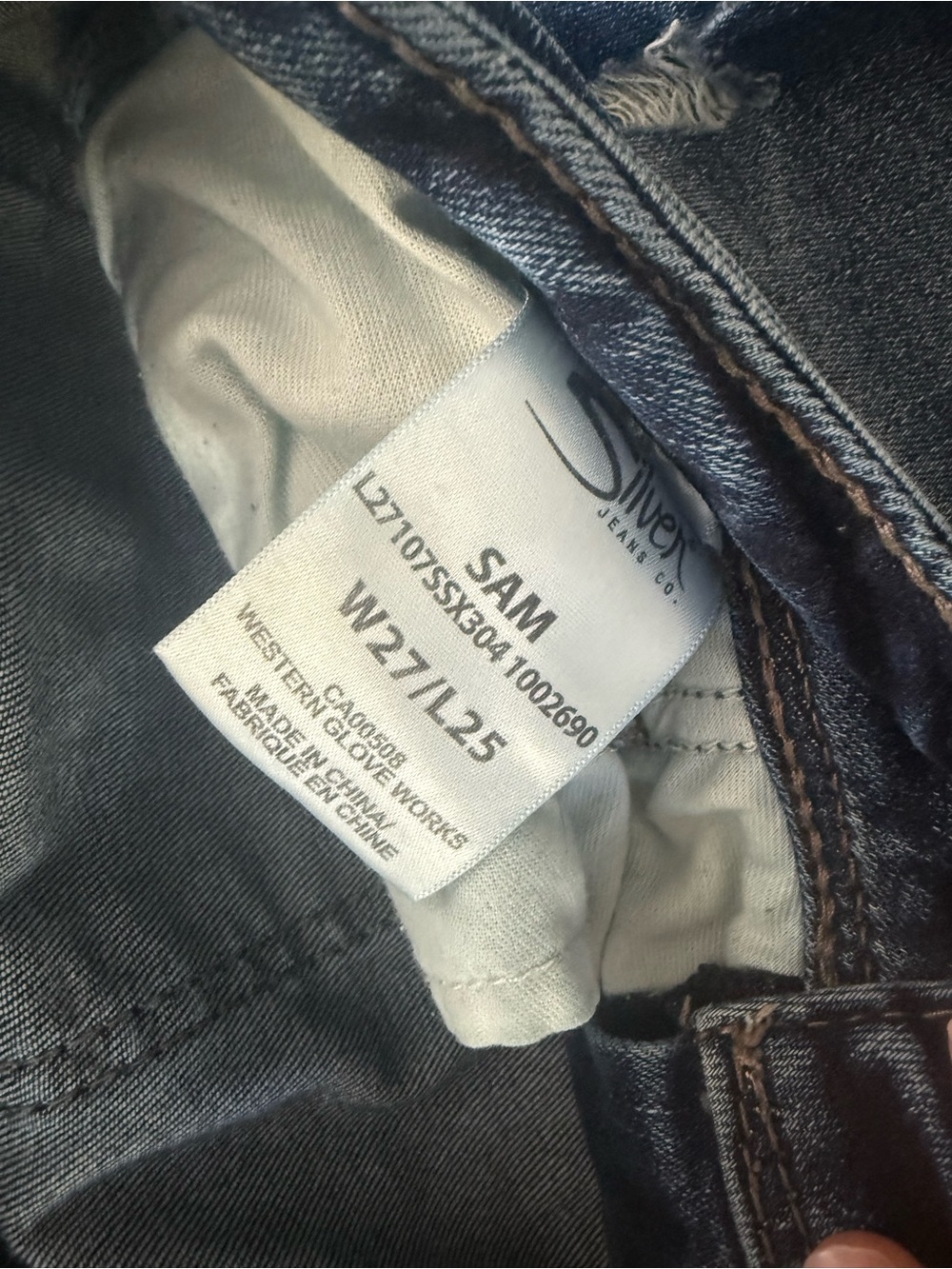 Silver Jeans Dark Blue Distressed Skinny Jeans - Picture 3 of 3